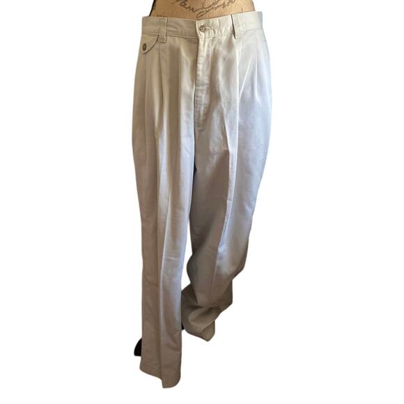 Vintage Lee 90s Pleated Twill Pants Beige 12P High Rise Cotton Workwear Neutral - Picture 3 of 17